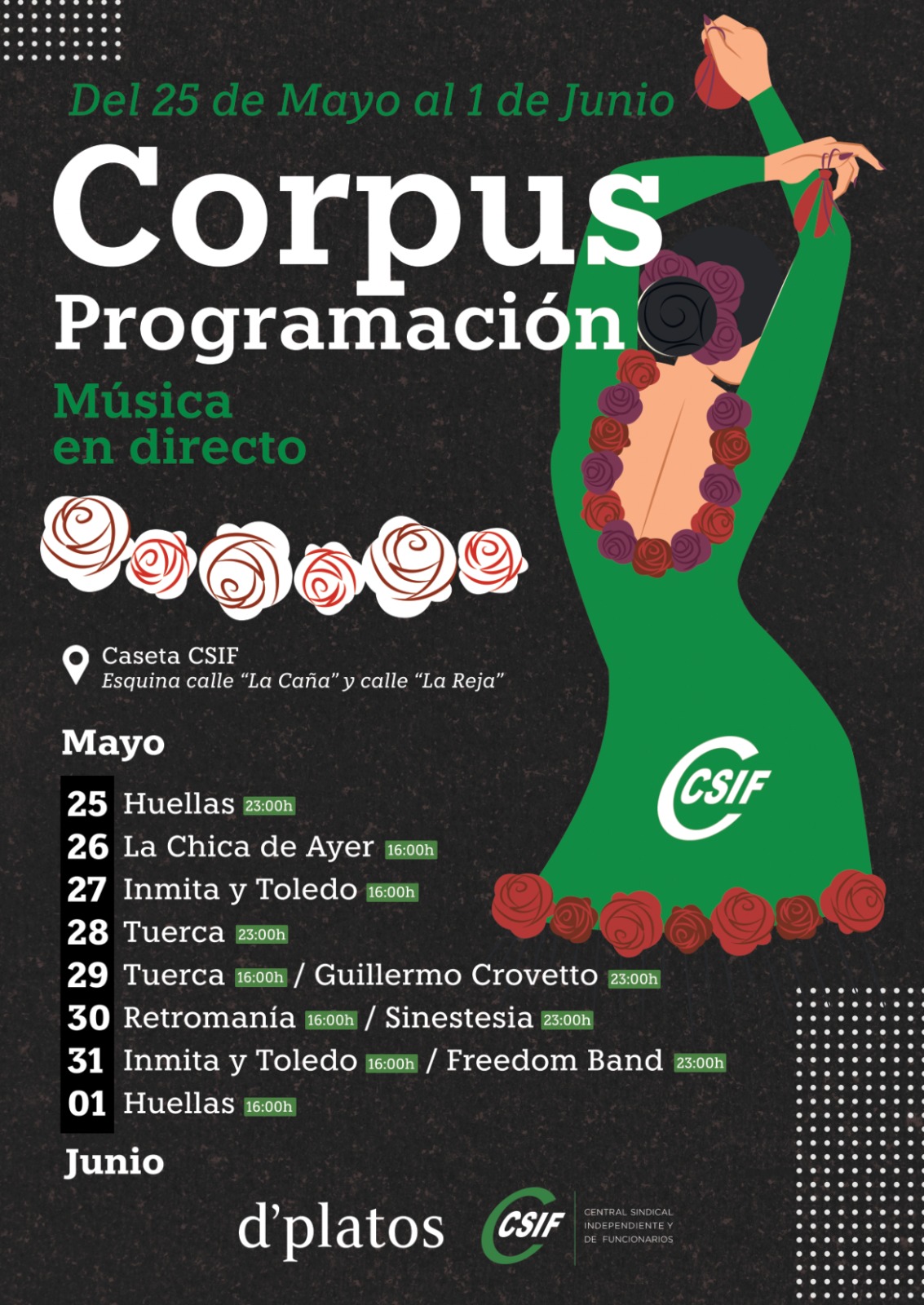 Disfruta de conciertos en las tardes y noches del Corpus con CSIF Granada